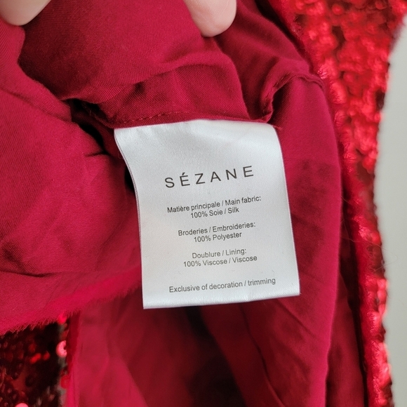 Sezane Olympia Sequin Blouse in Red size 36 NWT - Picture 4 of 8